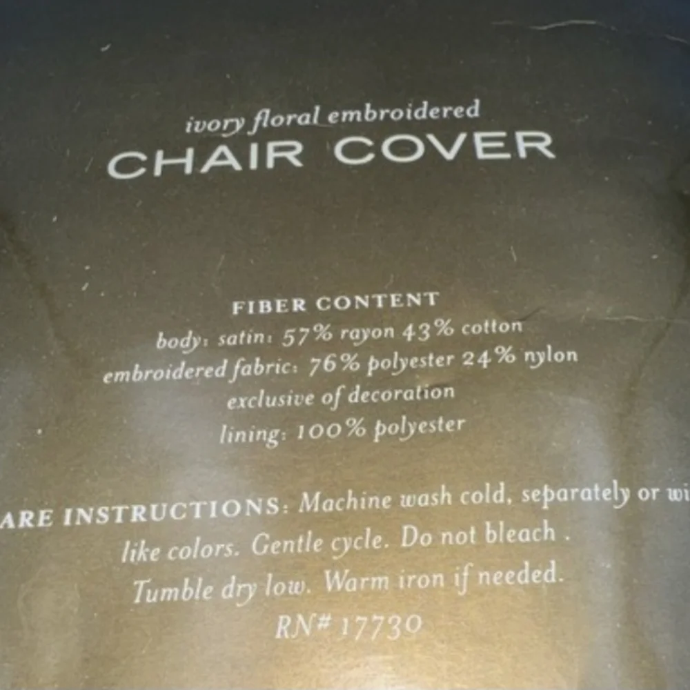 Chair Slip Cover Elegant Cream Floral Embroidered Beaded